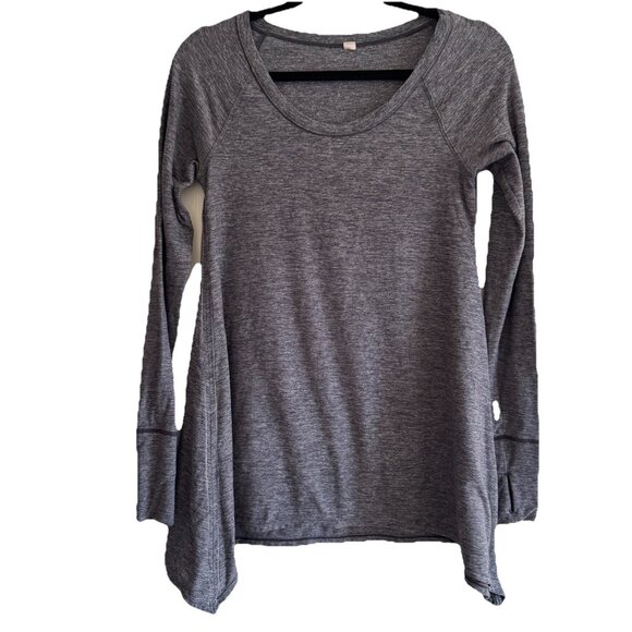 Lululemon Rehearsal Long Sleeve Shirt Women’s Size 6 Tunic Gray Dance Thumbholes - Picture 1 of 7